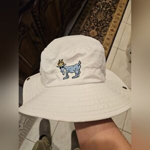 White Embroidered Goat Fisherman Bucket Hat
